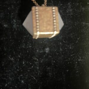 Elegant Gold Large Crystal  wrapped in Gold Pendant Necklace